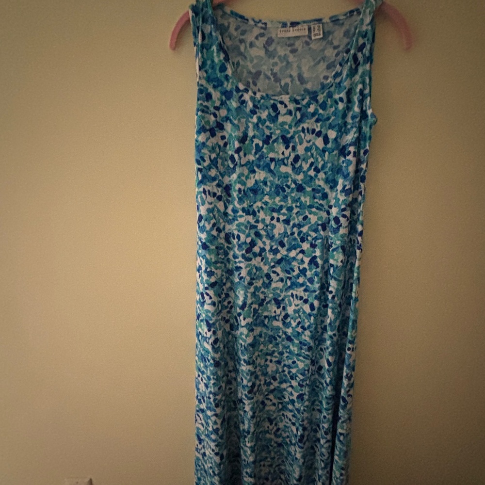 Holiday Sale! New Susan Graver Blue  & White Patterned Midi Dress
